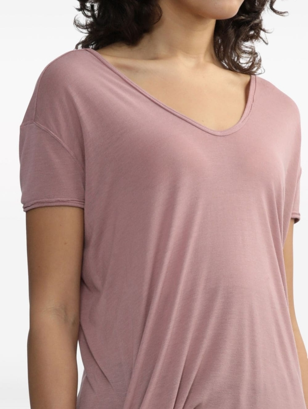 Scoop Neck Short Sleeve Tee in Dusty Mauve